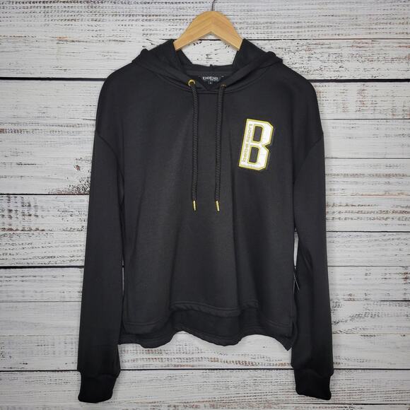 Bebe Sport Collegiate Hoodie Sweatshirt Black | Large - Picture 1 of 7